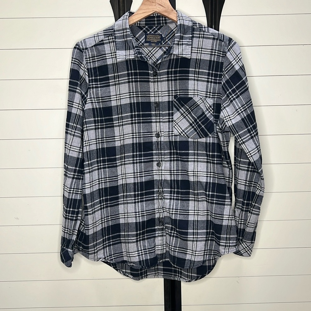 Pendleton Flannel Plaid Button-Down Shirt Medium - image 1